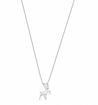 White Gold Plated Bambi Outline Necklace from Disney Couture White Gold Plated Bambi Outline Necklace from Disney Couture