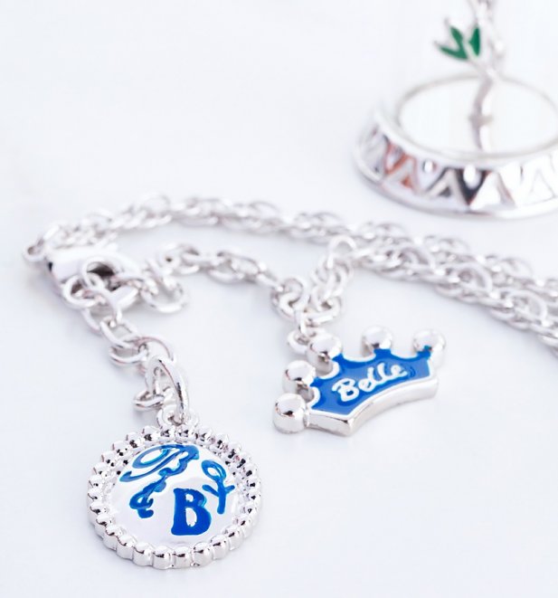 White Gold Plated Beauty & The Beast Enchanted Rose Dome ...