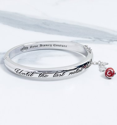 White Gold Plated Beauty & The Beast Last Petal Falls Bangle White Gold Plated Beauty & The Beast Last Petal Falls Bangle