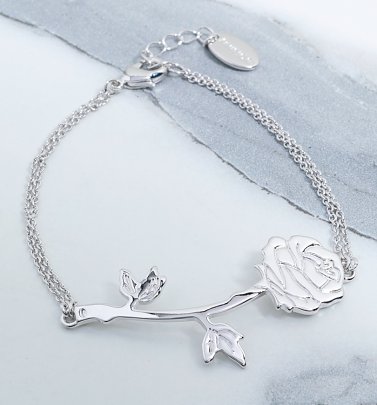 White Gold Plated Beauty & The Beast Rose Bracelet White Gold Plated Beauty & The Beast Rose Bracelet