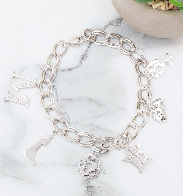 White Gold Plated Disney Mulan Charm Bracelet White Gold Plated Disney Mulan Charm Bracelet