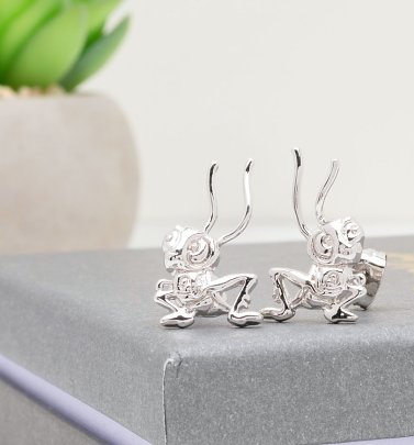 White Gold Plated Disney Mulan Cri-Kee Stud Earrings White Gold Plated Disney Mulan Cri-Kee Stud Earrings