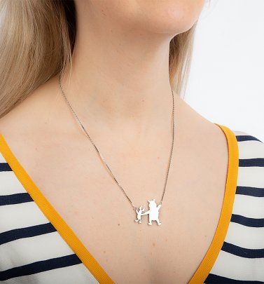 White Gold Plated Disney Winnie The Pooh And Piglet Necklace White Gold Plated Disney Winnie The Pooh And Piglet Necklace