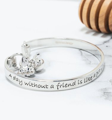 White Gold Plated Disney Winnie The Pooh Friendship Bangle White Gold Plated Disney Winnie The Pooh Friendship Bangle