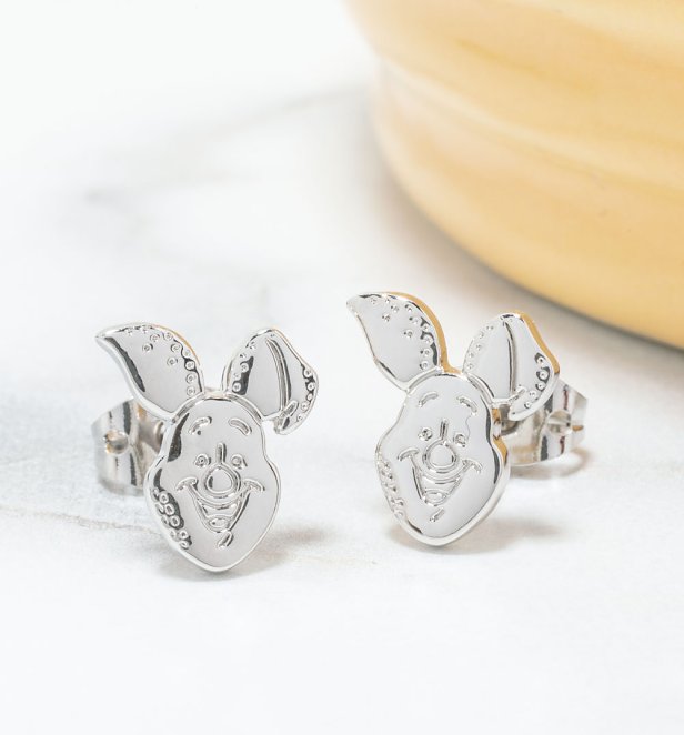 White Gold Plated Disney Winnie The Pooh Piglet Stud Earrings
