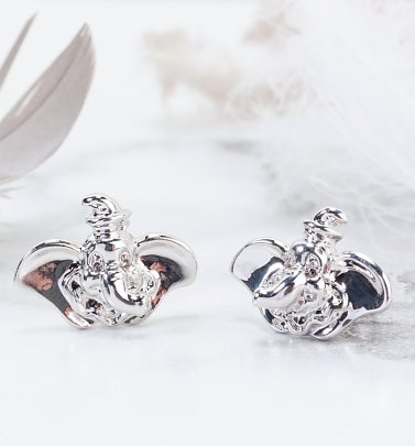 White Gold Plated Dumbo Stud Earrings White Gold Plated Dumbo Stud Earrings