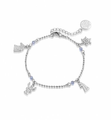 White Gold Plated Frozen 2 Characters Bracelet from Disney by Couture Kingdom White Gold Plated Frozen 2 Characters Bracelet from Disney by Couture Kingdom