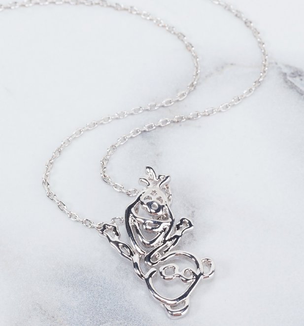 White Gold Plated Frozen Olaf Outline Necklace White Gold Plated Frozen Olaf Outline Necklace