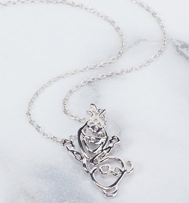 White Gold Plated Frozen Olaf Outline Necklace White Gold Plated Frozen Olaf Outline Necklace