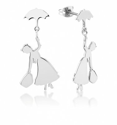 White Gold Plated Mary Poppins Drop Earrings from Disney by Couture Kingdom White Gold Plated Mary Poppins Drop Earrings from Disney by Couture Kingdom