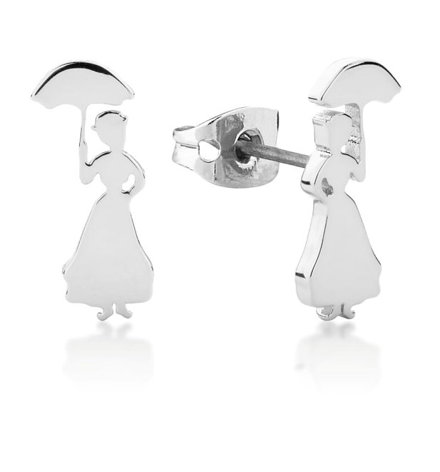 White Gold Plated Mary Poppins Stud Earrings from Disney by Couture Kingdom