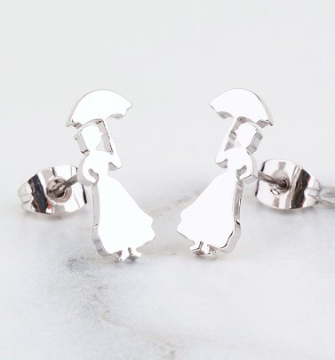 White Gold Plated Mary Poppins Stud Earrings White Gold Plated Mary Poppins Stud Earrings