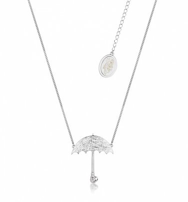 White Gold Plated Mary Poppins Umbrella Necklace from Disney by Couture Kingdom White Gold Plated Mary Poppins Umbrella Necklace from Disney by Couture Kingdom