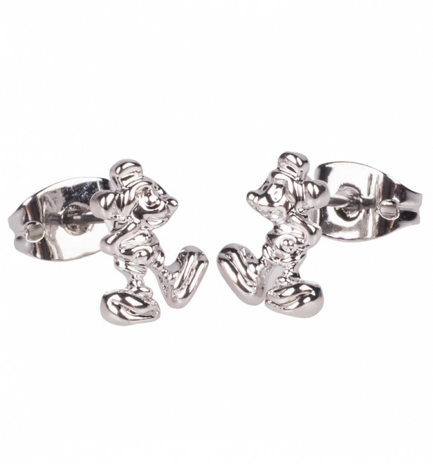 White Gold Plated Mickey Mouse Figure Stud Earrings from Disney Couture White Gold Plated Mickey Mouse Figure Stud Earrings from Disney Couture