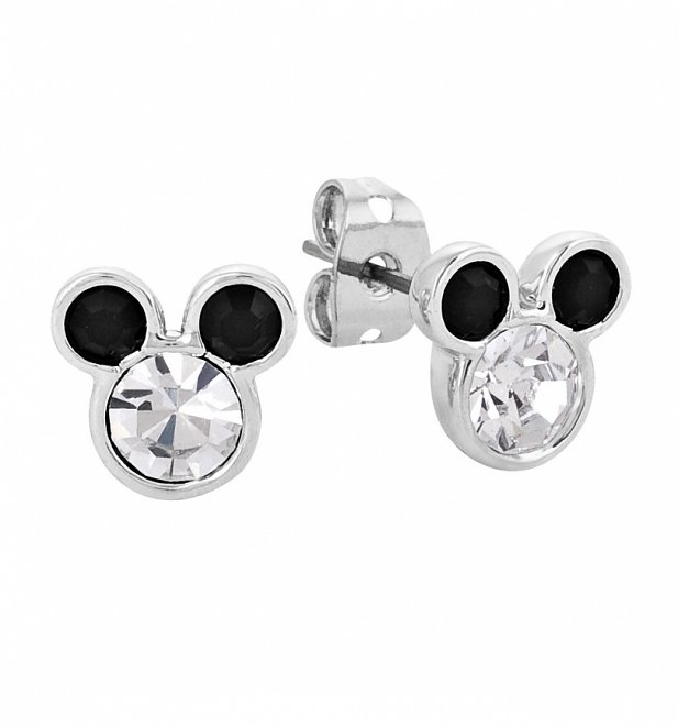 White Gold Plated Mickey Mouse Head Stud Earrings With Crystals from Disney Couture White Gold Plated Mickey Mouse Head Stud Earrings With Crystals from Disney Couture