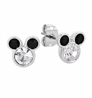 White Gold Plated Mickey Mouse Head Stud Earrings With Crystals from Disney Couture White Gold Plated Mickey Mouse Head Stud Earrings With Crystals from Disney Couture