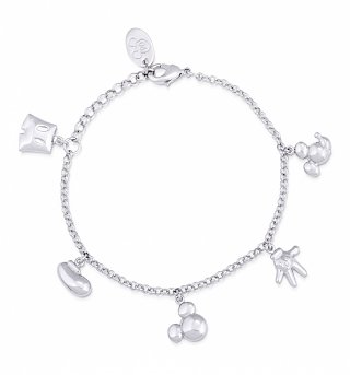 White Gold Plated Mickey Mouse Icons Charm Bracelet from Disney by Couture Kingdom White Gold Plated Mickey Mouse Icons Charm Bracelet from Disney by Couture Kingdom