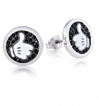 White Gold Plated Mickey Mouse Thumbs Up Stud Earrings from Disney by Couture Kingdom White Gold Plated Mickey Mouse Thumbs Up Stud Earrings from Disney by Couture Kingdom