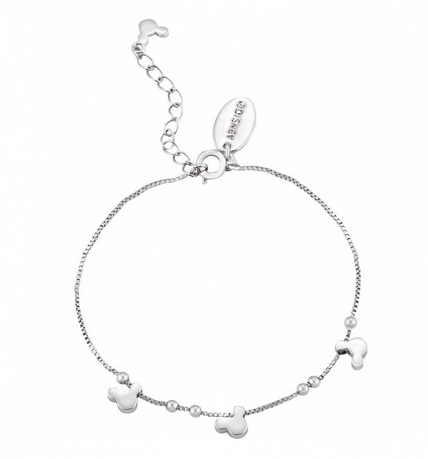 White Gold Plated Minnie Mouse Heads Charm Bracelet from Disney Couture White Gold Plated Minnie Mouse Heads Charm Bracelet from Disney Couture