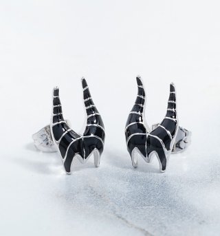 White Gold Plated Sleeping Beauty Maleficent Stud Earrings White Gold Plated Sleeping Beauty Maleficent Stud Earrings