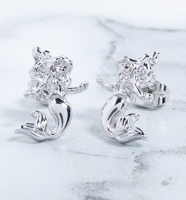 White Gold Plated The Little Mermaid Ariel Stud Earrings White Gold Plated The Little Mermaid Ariel Stud Earrings