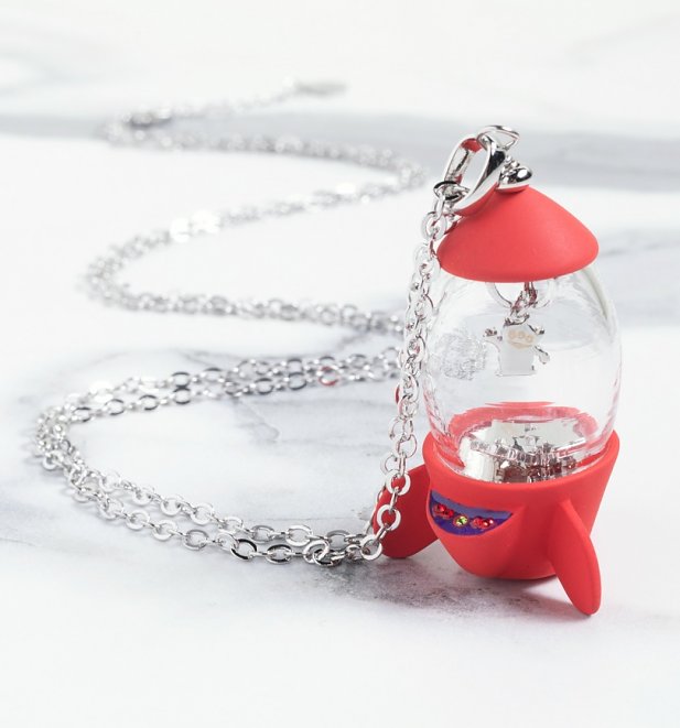 White Gold Plated Toy Story Pizza Planet Rocket Necklace White Gold Plated Toy Story Pizza Planet Rocket Necklace