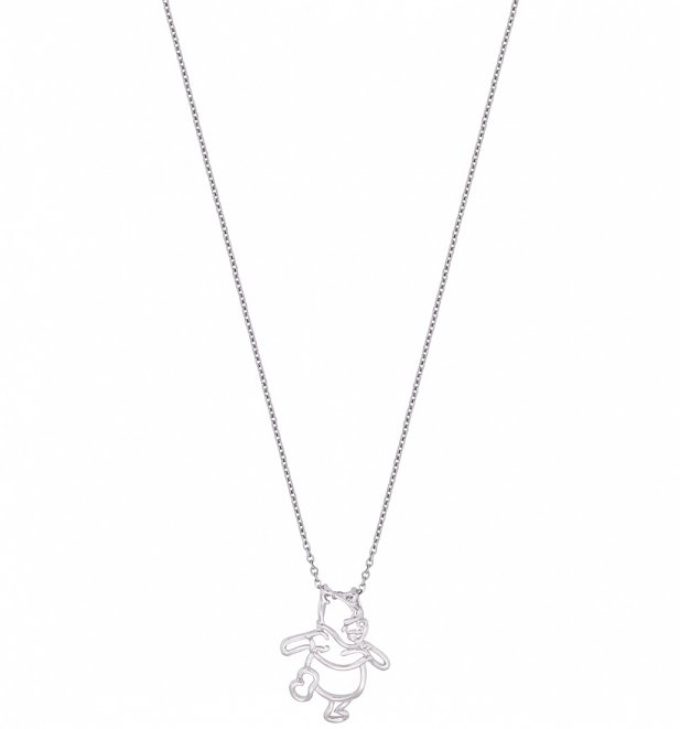 White Gold Plated Winnie The Pooh Outline Necklace from Disney Couture White Gold Plated Winnie The Pooh Outline Necklace from Disney Couture