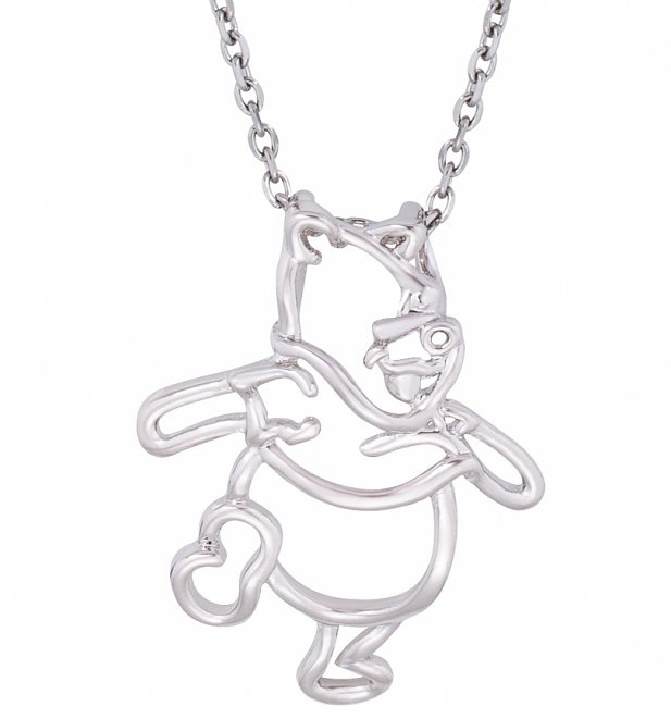 White Gold Plated Winnie The Pooh Outline Necklace from Disney Couture White Gold Plated Winnie The Pooh Outline Necklace from Disney Couture