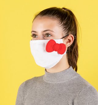 White Hello Kitty Face Mask with 3D Bow from Difuzed White Hello Kitty Face Mask with 3D Bow from Difuzed