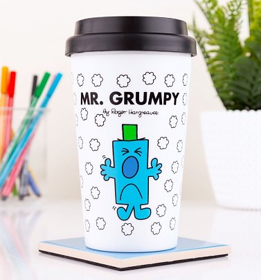 White Mr Grumpy Travel Mug White Mr Grumpy Travel Mug