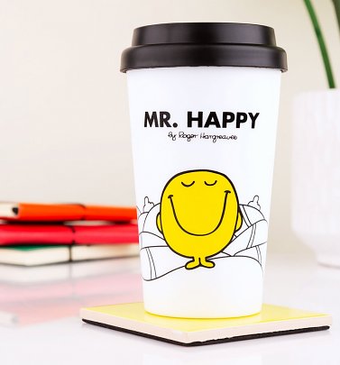 White Mr Happy Travel Mug White Mr Happy Travel Mug