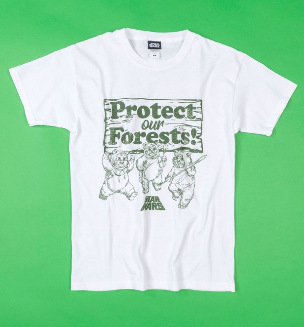White Protect Our Forests Star Wars Ewoks T-Shirt