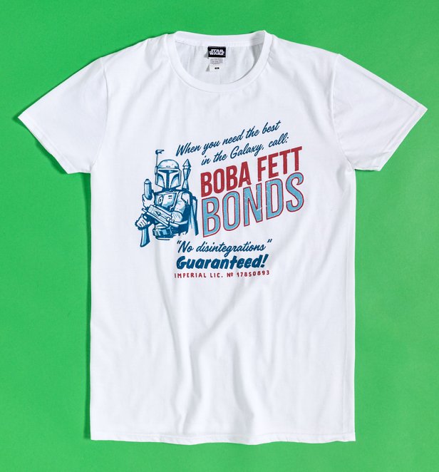 White Star Wars Boba Fett Bonds T-Shirt