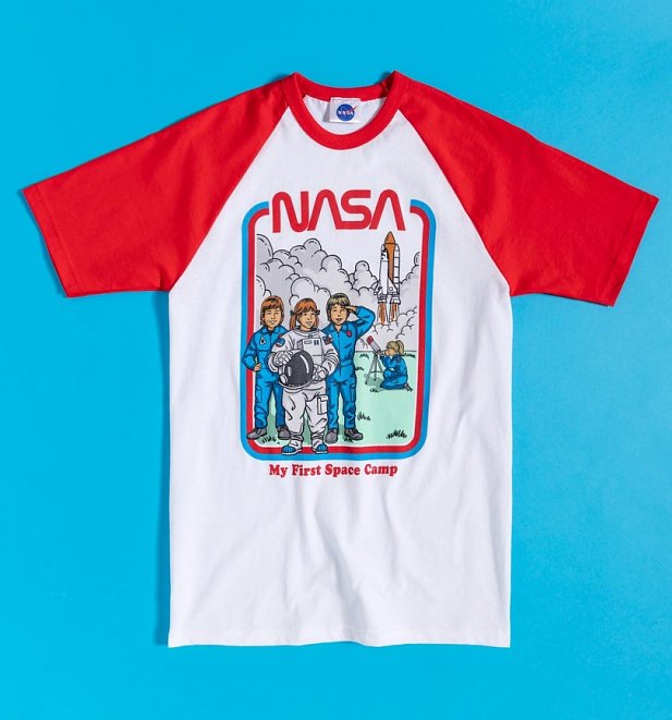 White and Red My First Space Camp NASA Baseball T-Shirt