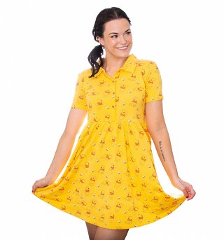 Winnie The Pooh All Over Print Button Up Dress from Cakeworthy