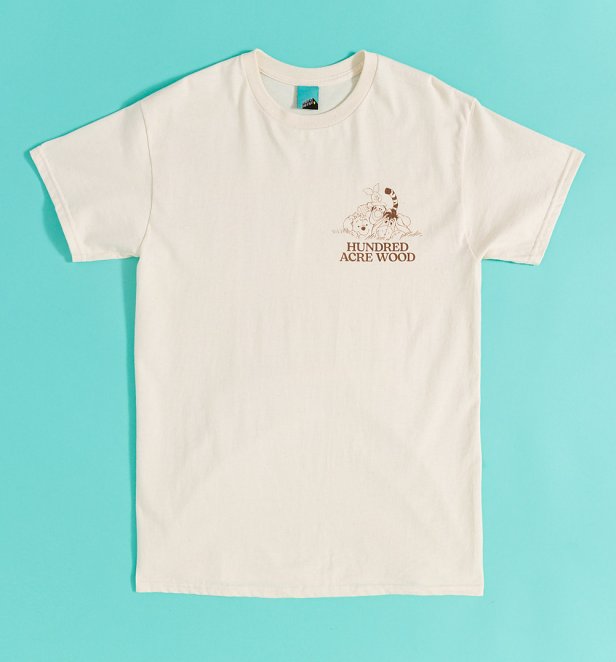 Disney Winnie The Pooh Hundred Acre Wood Map Natural T-Shirt With Back Print