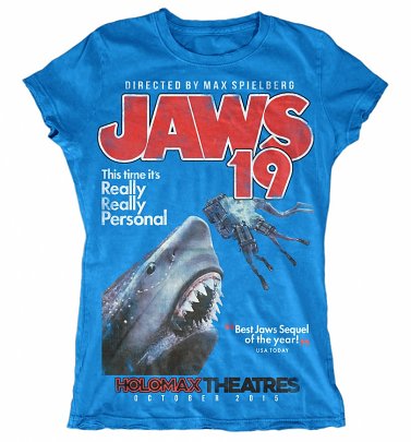 Women's Jaws 19 Movie Poster Sapphire T-Shirt Women's Jaws 19 Movie Poster Sapphire T-Shirt