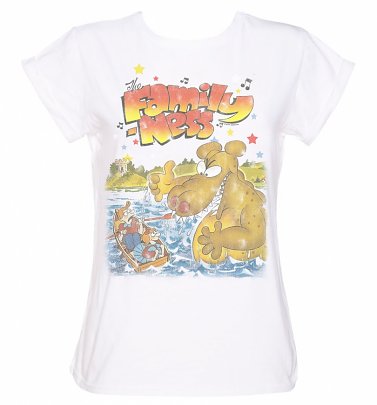 Women's Retro Family Ness White Boyfriend Fit Rolled Sleeve T-Shirt Women's Retro Family Ness White Boyfriend Fit Rolled Sleeve T-Shirt