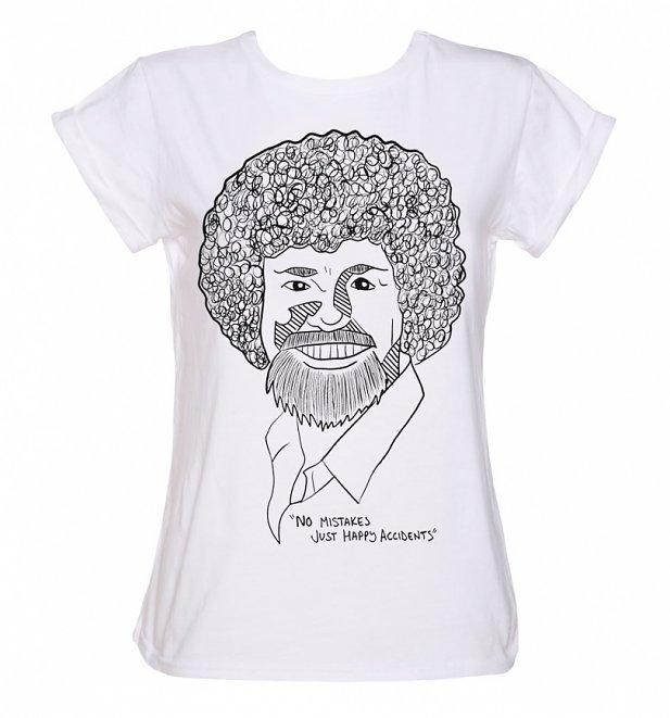 Women's White Happy Accidents Illustration Boyfriend Fit Rolled Sleeve T-Shirt Women's White Happy Accidents Illustration Boyfriend Fit Rolled Sleeve T-Shirt