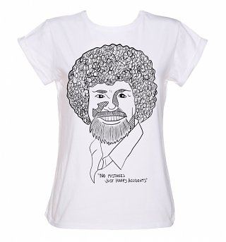 Women's White Happy Accidents Illustration Boyfriend Fit Rolled Sleeve T-Shirt Women's White Happy Accidents Illustration Boyfriend Fit Rolled Sleeve T-Shirt