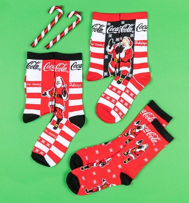 Women's 3pk Coca-Cola Santa Socks Gift Set Women's 3pk Coca-Cola Santa Socks Gift Set
