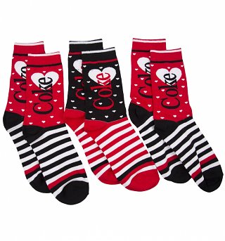 Women's 3pk Coke Stripey Socks Gift Set Women's 3pk Coke Stripey Socks Gift Set