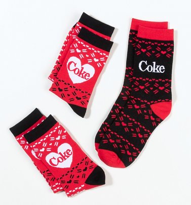 Women's 3pk Red and Black Coke Socks Gift Set Women's 3pk Red and Black Coke Socks Gift Set