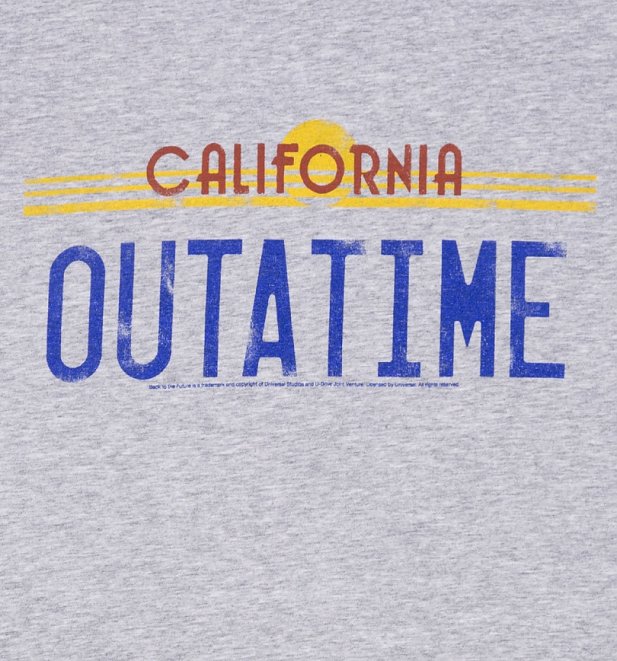 Women's Back to the Future Outatime Grey and Navy Ringer T-Shirt Women's Back to the Future Outatime Grey and Navy Ringer T-Shirt
