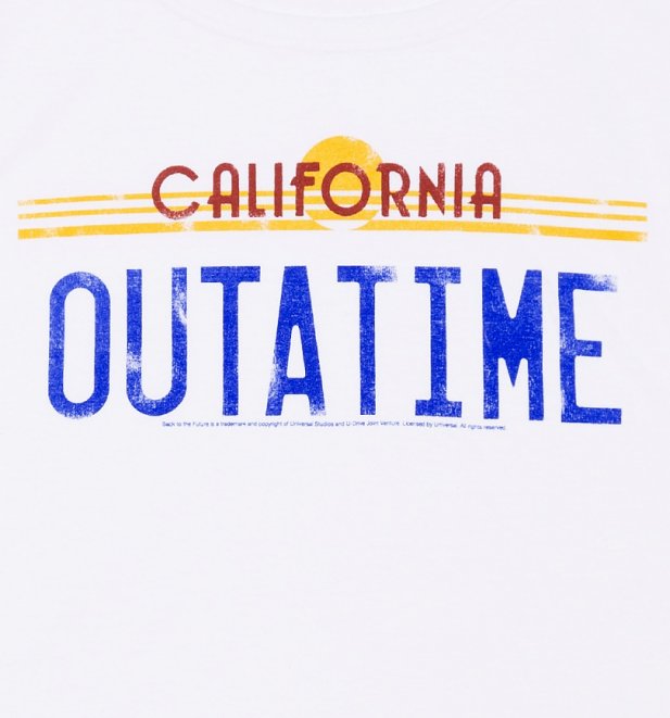 Women's Back to the Future Outatime White Scoop Neck T-Shirt Women's Back to the Future Outatime White Scoop Neck T-Shirt