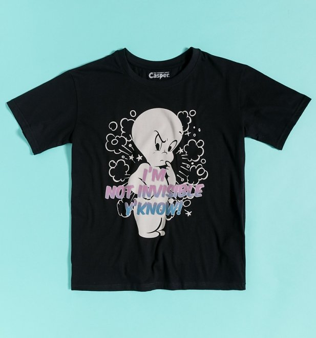 Women's Black Casper The Friendly Ghost T-Shirt from Difuzed