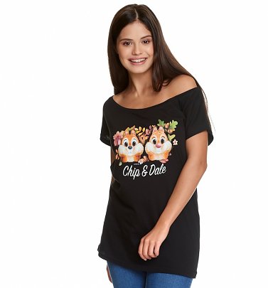 Women's Black Chip N Dale Slouch T-Shirt Women's Black Chip N Dale Slouch T-Shirt