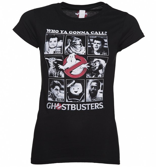 Women's Black Classic Photo Cards Ghostbusters T-Shirt