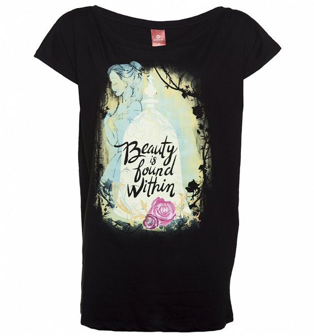 Women's Black Disney Beauty & The Beast Beauty Is Found Within Slouchy T-Shirt Women's Black Disney Beauty & The Beast Beauty Is Found Within Slouchy T-Shirt