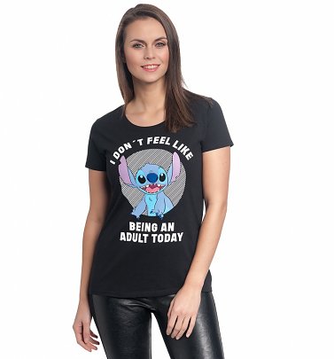 Women's Black Disney Stitch Slogan T-Shirt Women's Black Disney Stitch Slogan T-Shirt